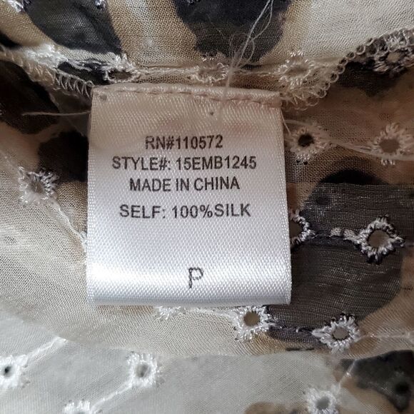 TWELFTH Street by Cynthia Vincent Silk Taupe Animal Print V-neck Lace-up Blouse - Picture 11 of 11